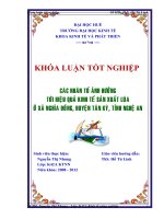 Các nhân tố ảnh hưởng tới hiệu quả kinh tế sản xuất lúa ở xã nghĩa đồng, huyện tân kỳ, tỉnh nghệ an