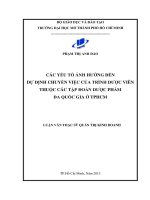 các yếu tố ảnh hưởng đến dự định chuyển việc của trình dược viên thuộc các tập đoàn dược phẩm đa quốc gia ở tphcm