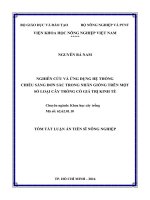 Nghiên cứu và ứng dụng hệ thống chiếu sáng đơn sắc trong nhân giống trên một số loại cây trồng có giá trị kinh tế