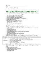 đề cương ôn thi môn sinh hk II