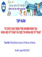 Tài liệu tập huấn trải nghiệm sáng tạo KHKT tháng 10 năm 2015