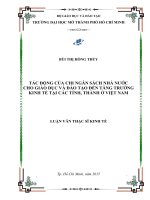 tác động của chi ngân sách nhà nước cho giáo dục và đào tạo đến tăng trưởng kinh tế tại các tỉnh, thành ở việt nam