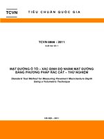 MẶT ĐƯỜNG Ô TÔ – XÁC ĐỊNH ĐỘ NHÁM MẶT ĐƯỜNG BẰNG PHƯƠNG PHÁP RẮC CÁT – THỬ NGHIỆM