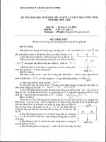 Đề thi học sinh giỏi môn Vật lý vòng tỉnh Tây Ninh năm học 2015-2016