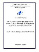 những nhân tố ảnh hưởng đến sự thành công của dự án triển khai hệ thống hoạch định nguồn lực doanh nghiệp (erp) 