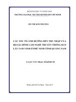 các yếu tố ảnh hưởng đến thu nhập của hộ gia đình làm nghề truyền thống đan lát tam vinh ở phú ninh tỉnh quảng nam 