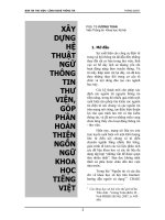 Xây dựng hệ thuật ngữ thông tin thư viện, góp phần hoàn thiện ngôn ngữ khoa học tiếng việt