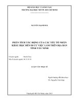 phân tích tác động của các yếu tố nhân khẩu học đến di cư việc làm trên địa bàn tỉnh tây ninh 