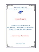 Vai trò của giáo dục và y tế đối với tăng trưởng kinh tế đồng bằng sông cửu long giai đoạn 2005 2013 