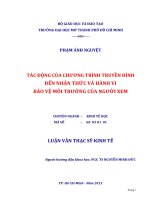 tác động của chương trình truyền hình đến nhận thức và hành vi bảo vệ môi trường của người xem 