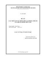 các nhân tố tác động đến lao động trẻ em của hộ gia đình việt nam 