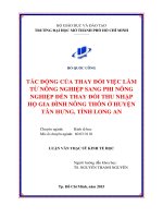 tác động của thay đổi việc làm từ nông nghiệp sang phi nông nghiệp đến thay đổi thu nhập 