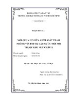 mối quan hệ giữa kiểm soát tham nhũng với fdi tại các nước mới nổi thuộc khu vực châu á 