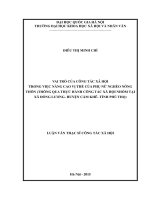 Vai trò của công tác xã hội trong việc nâng cao vị thế của phụ nữ nghèo nông thôn ( thông qua thực hành công tác xã hội nhóm tại xã đông lương huyện cẩm khê  tỉnh phú thọ) 