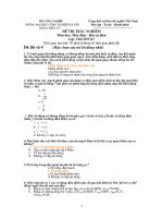 ĐỀ THI TRẮC NGHIỆM Môn học Máy điện  Khí cụ điện: đề số 4 có đáp án