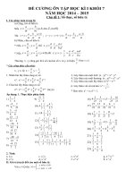 Đề cương ôn tập học kì i môn Toán khối 7 năm học 2014 2015