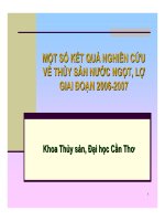 một số kết quả nghiên cứu về thủy sản nước ngọt,lợ