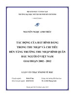 tác động của bất bình đẳng trong thu nhập và chi tiêu đến tăng trưởng thu nhập bình quân đầu người ở việt nam giai đoạn 2002   2012 