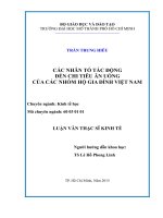 các nhân tố tác động đến chi tiêu ăn uống của các nhóm hộ gia đình việt nam 