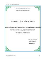 Đánh giá hiệu quả kinh tế sản xuất lúa trên địa bàn phường hương an, thị xã hương trà, tỉnh thừa thiên huế