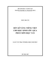 Rèn kĩ năng tiếng việt cho học sinh lớp 1 qua phân môn học vần 