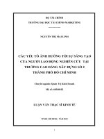 các yếu tố ảnh hưởng tới sự sáng tạo của người lao động nghiên cứu tại trường cao đẳng xây dựng số 2 thành phố hồ chí minh