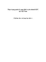 Thực trạng quản lý cung dịch vụ ăn nhanh KFC tại Việt Nam