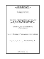 Đánh giá việc thực hiện quy hoạch sử dụng đất huyện tiến yên, tỉnh quảng ninh giai đoạn 2001   2010 