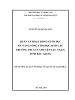 Quản lý hoạt động giáo dục kỹ năng sống cho học sinh các trường THCS của huyện lục ngạn, tỉnh bắc giang 
