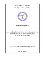 Các nhân tố ảnh hưởng đến mức độ gắn bó của giáo viên, giảng viên trường cao đẳng nghề số 8 