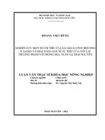 Nghiên cứu một số chỉ tiêu của gà mái (lương phượng x sasso) và khả năng sản xuất thịt của con lai thương phẩm với trống mía, nuôi tại thái nguyên 