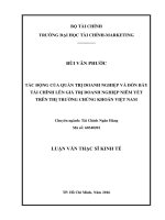 tác động của quản trị doanh nghiệp và đòn bẩy tài chính lên giá trị doanh nghiệp niêm yết trên thị trường chứng khoán việt nam 