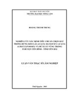 Nghiên cứu xác định tiêu chuẩn chọn đất trồng rừng keo lai và đề xuất vùng trồng ở huyện yên bình   tỉnh yên bái 