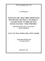 Đánh giá việc thực hiện chính sách bồi thường, hỗ trợ và tái định cư tại một số dự án trên địa bàn huyện tam đảo, tỉnh vĩnh phúc 