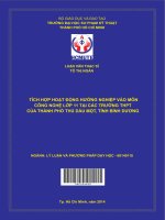 Tích hợp hoạt động hướng nghiệp vào môn công nghệ lớp 11 tại các trường THPT của thành phố thủ dầu một, tỉnh bình dương