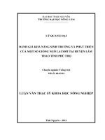 Đánh giá khả năng sinh trưởng và phát triển của một số giống ngô lai mới tại huyện lâm thao – tỉnh phú thọ 
