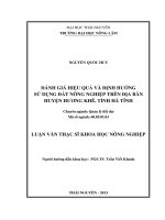 Thực trạng và định hướng sử dụng đất nông nghiệp trên địa bàn huyện hương kê, tỉnh hà tĩnh 