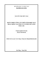 Hoàn thiện công tác phân tích hiệu quả hoạt động tại công ty cổ phần du lịch đăk lăk