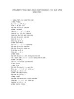 CÔNG THỨC TOÁN HỌC, TOÁN CHUYỂN ĐỘNG CHO HỌC SINH, SINH VIÊN