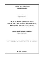 Phân tích tình hình cho vay hộ kinh doanh tại ngân hàng TMCP đầu tư và phát triển, chi nhánh đắk nông