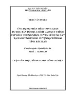 Ứng dụng phần mềm TMV cadas đo đạc bản đồ địa chính vào quy trình cấp giấy chứng nhận quyền sử dụng đất tại xã dương phong, huyện bạch thông, tỉnh bắc kạn 