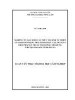 Nghiên cứu đặc điểm cấu trúc tái sinh tự nhiên của một số trạng thái thảm thực vật, đề xuất biện pháp kỹ thuật nhằm phục hồi rừng ở huyện mai sơn, tỉnh sơn la 