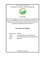 Current status of environment and propose to apply an environmental management system follows an international standard organization 14001 at line 1 pha lai thermal power joint stock company 