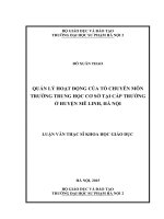 Quản lý hoạt động của tổ chuyên môn trường trung học cơ sở tại cấp trường ở huyện mê linh, hà nội
