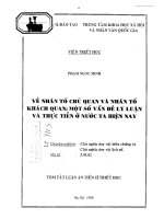 Về nhân tố chủ quan và nhân tố khách quan một số vấn đề lý luận và thực tiễn ở nước ta hiện nay 