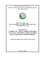 NGHIÊN cứu THỰC NGHIỆM mô HÌNH xử lý rác THẢI hữu cơ hộ GIA ĐÌNH BẰNG CHẾ PHẨM VERMICOMPOST 