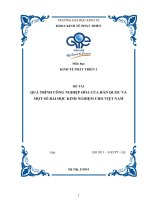 Quá trình công nghệp hóa của hàn quốc và một số bài học kinh nghiệm cho việt nam