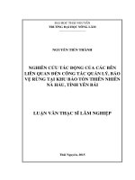 Nghiên cứu tác động của các bên liên quan đến công tác quản lý, bảo vệ rừng tại khu bảo tồn thiên nhiên nà hẩu, tỉnh yên bái 