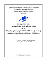 Thực trạng áp dụng ISO 90012008 vào việc quản lý nguyên vật liệu đầu vào tại công ty CASUMINA
