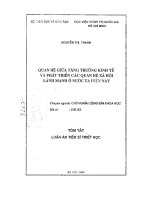 Quan hệ giữa tăng trưởng kinh tế và phát triển các quan hệ xã hội lành mạnh ở nước ta hiện nay 
